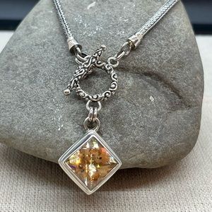 Sarda Sterling Bracelet with Toggle and Sparkly Yellow Square Charm